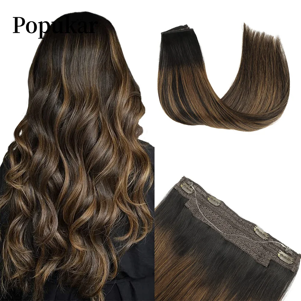 

Halo Human Hair Extensions Invisible Fishing Wire Hair Weft Blonde Headband Natural Hair Extensions Machine Made Remy Popukar