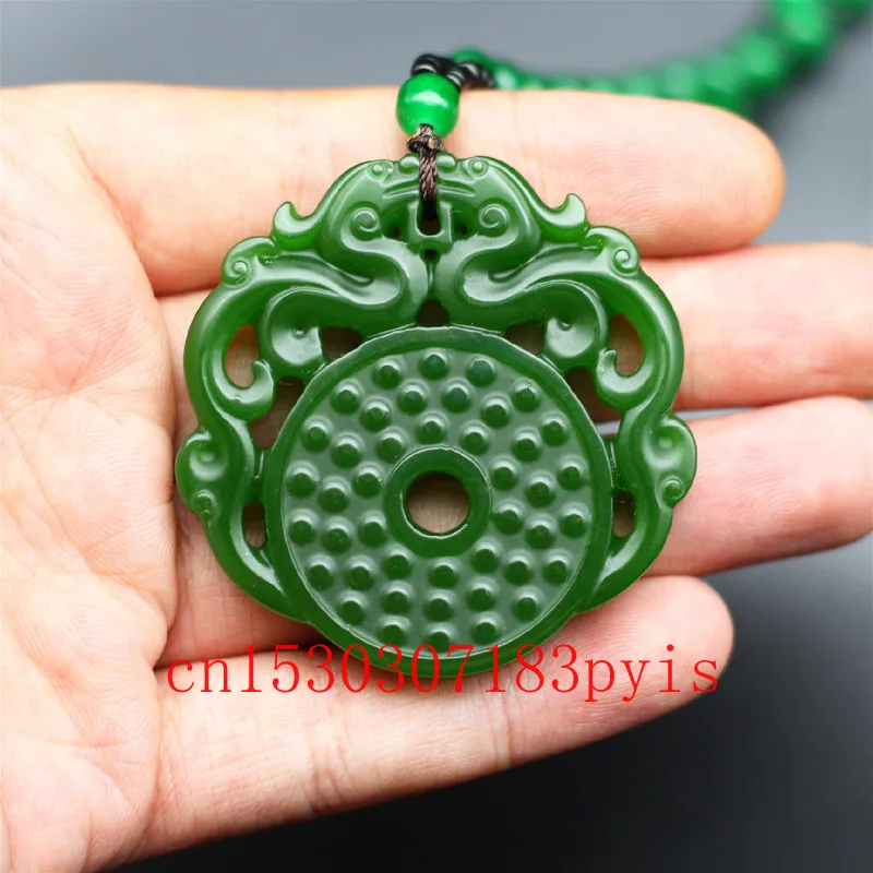 Подвеска с натуральным зеленым нефритовым драконом китайское двустороннее