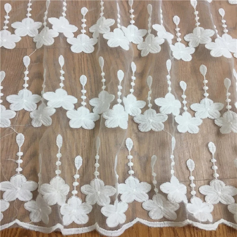 Новый чистый белый 2 ярд цветочный узор 3D вышитая кружевная ткань Африканская