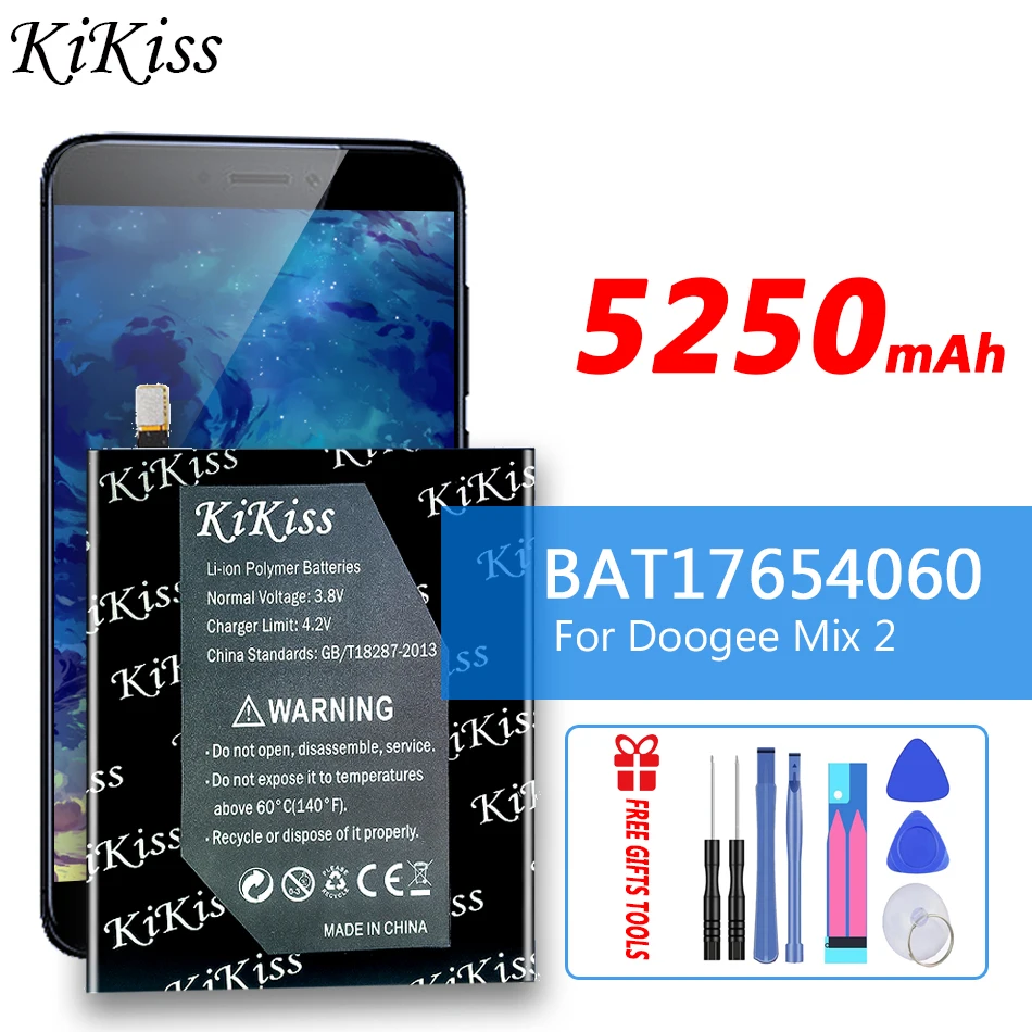 

KiKiss High Capacity 5250mAh BAT17654060 Battery For Doogee Mix 2 Mix2 Smart Phone Latest Production Batteries