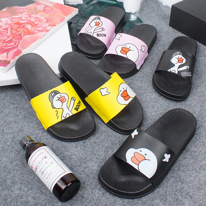 

2020 Couple Indoor PVC Home Hotel Sandals & Slippers Women Cute Duck Summer Non-slip Bathroom Home Slippers Size 36-45 TX169