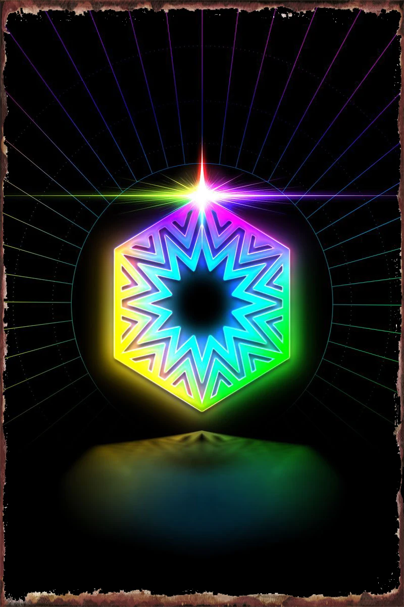 Жестяная Табличка в стиле ретро с радужными священными геометрическими мотивами, винтажный металлический знак, декор для стен, комнатное у...