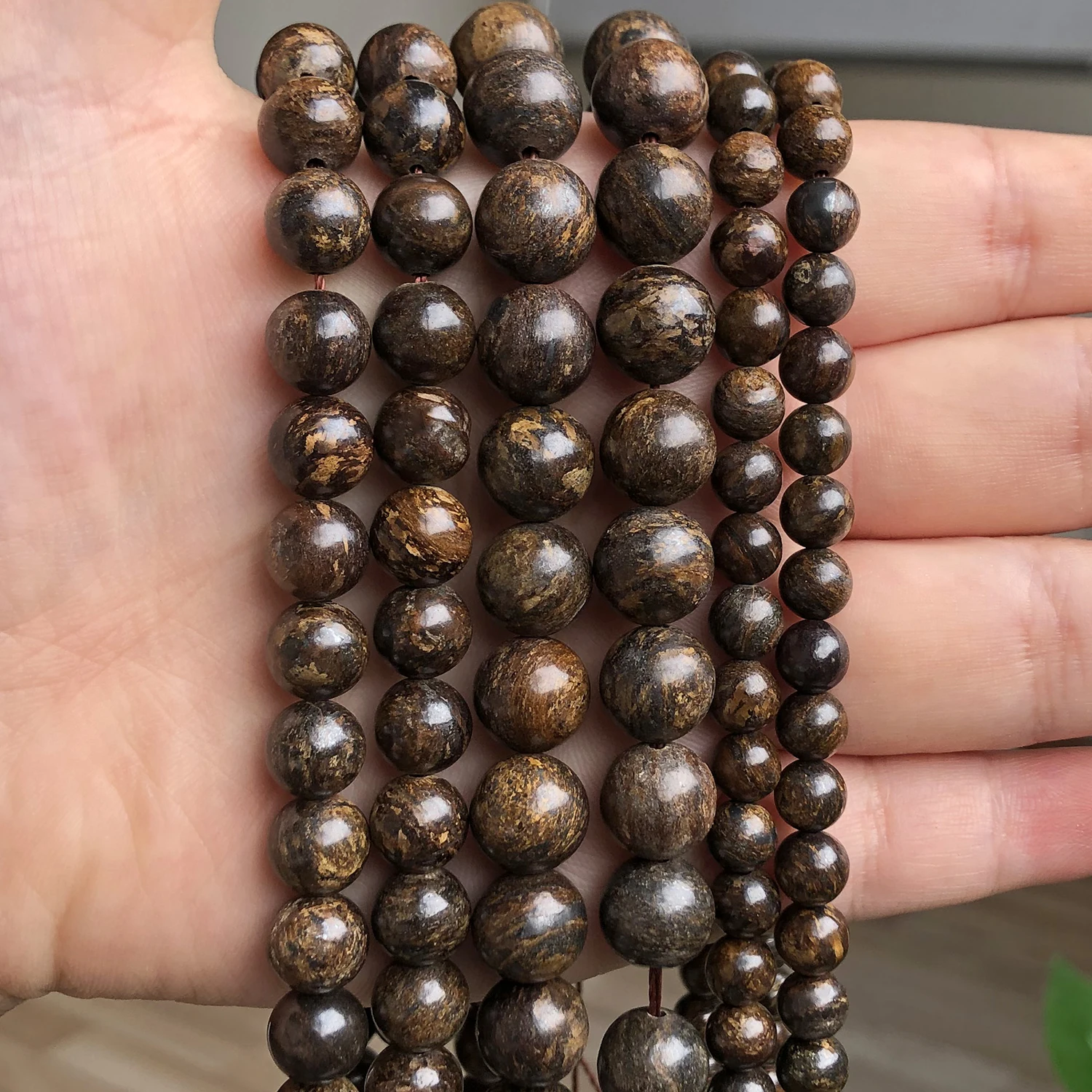 

wholesale 4.6.8.10. 12mm Natural Bronzite Round stone Beads 15.5" Pick Size For Jewelry Making DIY Bracelet