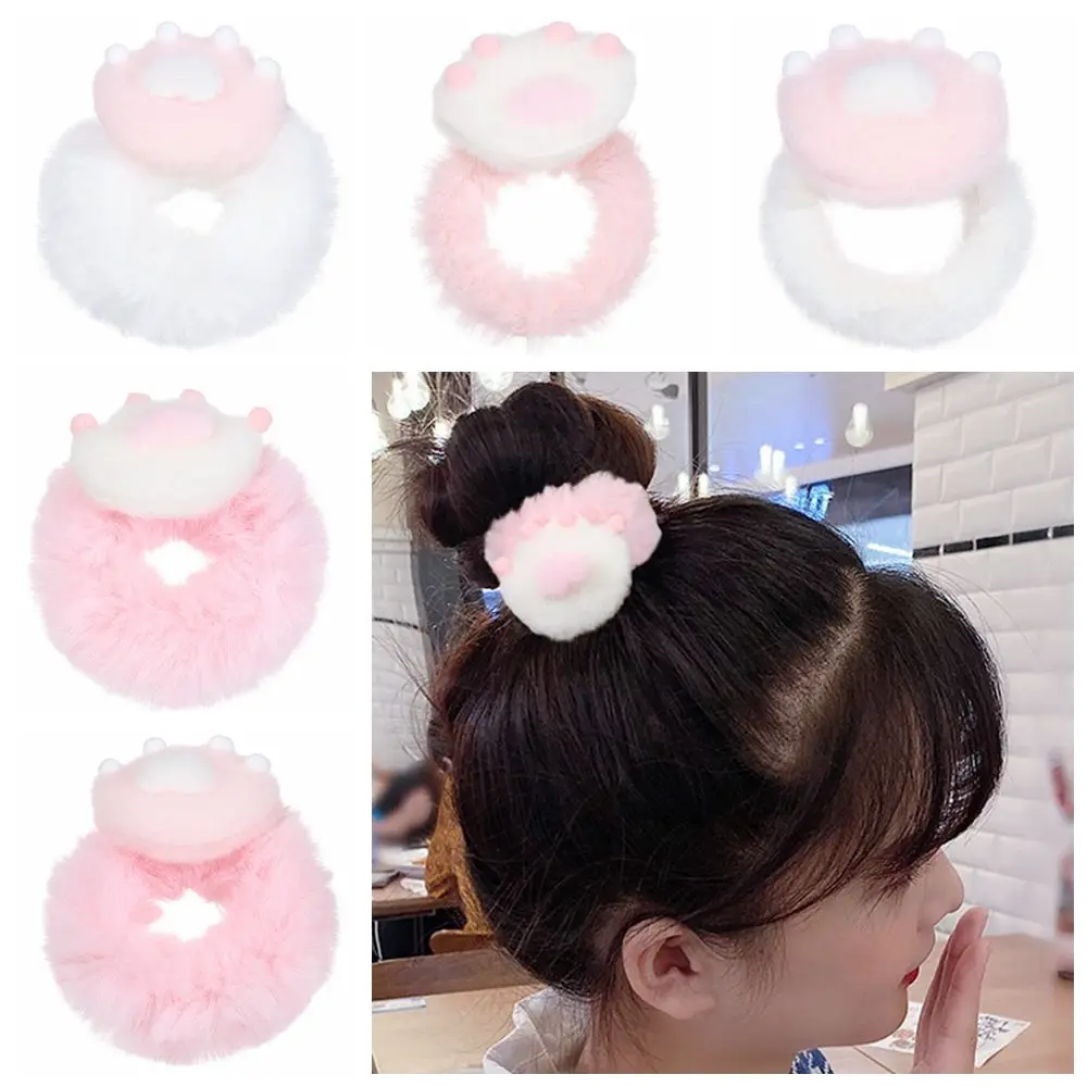 

Kids Fluffy Hairband Cute Headwear Ponytail Clasp Plush Cat's Paw Elastic Rope Fur Hair Accessories Cat Claw Hair Ring