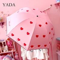 yada fashion lovely heart pattern 3 folding umbrella rain uv child girl umbrella for women windproof heart umbrellas ys200084