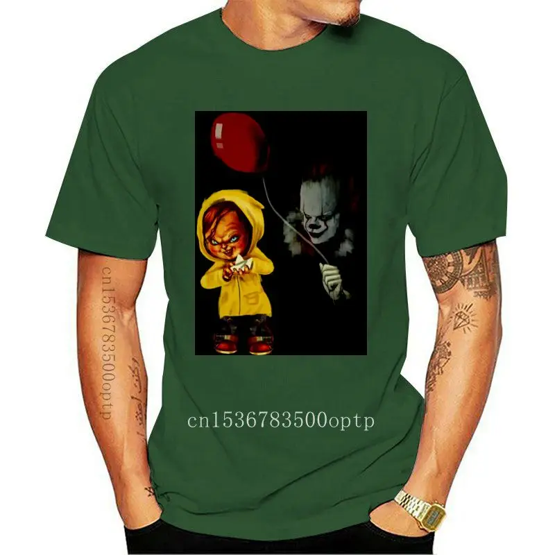 

Дизайнерская мужская футболка на Хэллоуин с принтом Стивена Кинга Чаки и пеннивайз, Размеры S 3XL