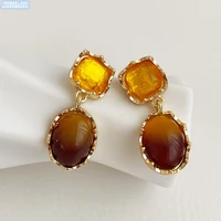 korean design cold wind resin water drop earrings female s925 personality temperament metal exquisite earrings