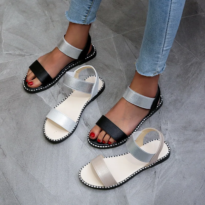 Женские босоножки Летняя женская обувь на плоской подошве Шлепанцы платформе