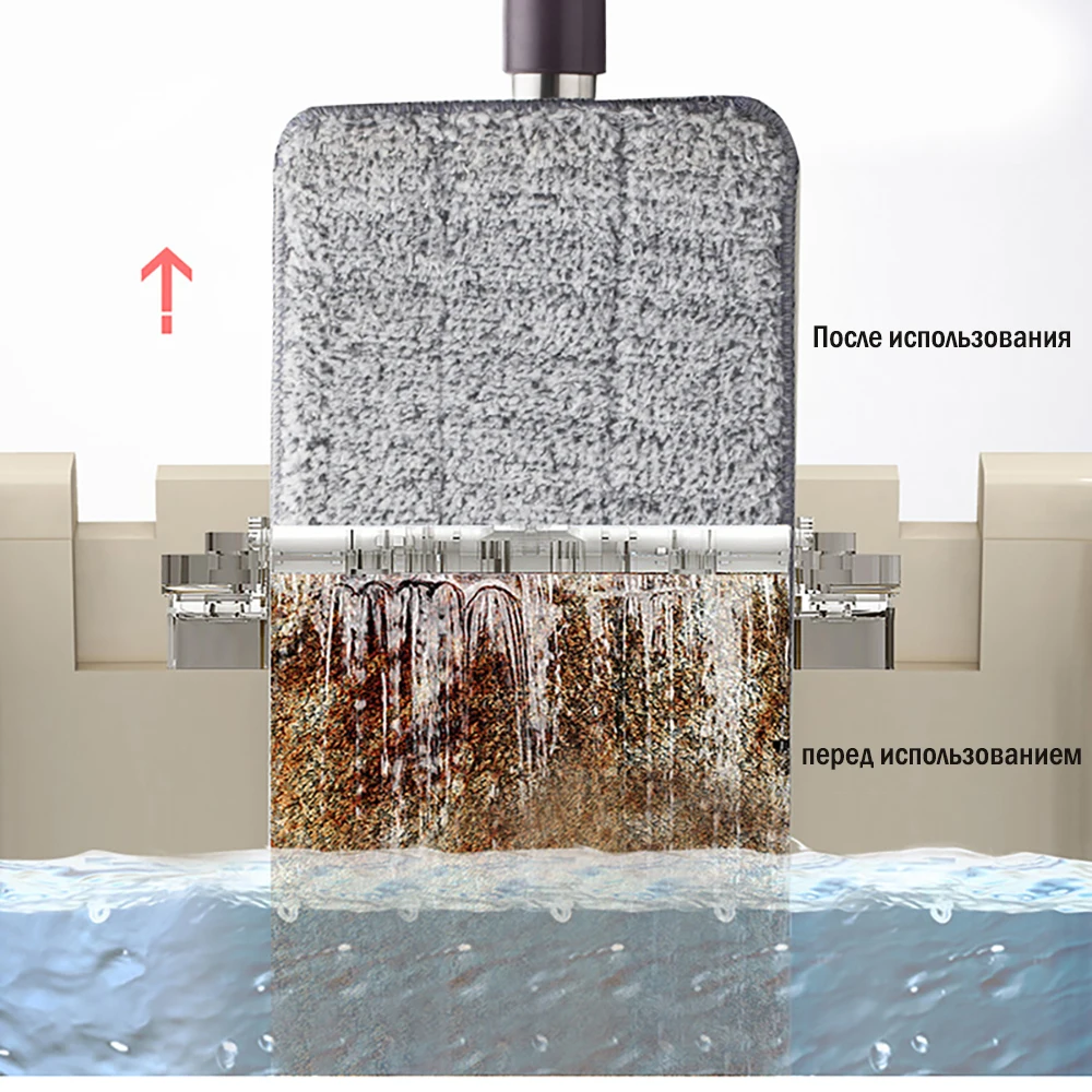 Волшебные швабры для уборки Бесплатная ручная швабра с ковшом пола Плоская