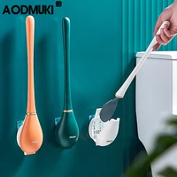 silicone toilet brush household non dead corner wall mounted automatic opening and closing cleaning brush bathroom accessories