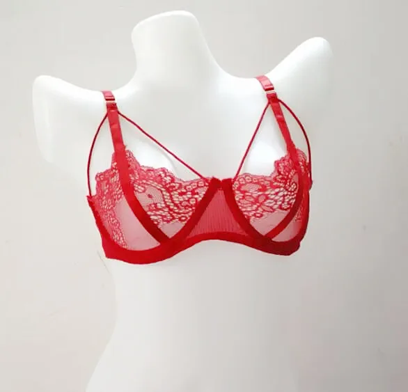 Новинка кружевной бюстгальтер с вырезами бретельками блестящий без подкладки