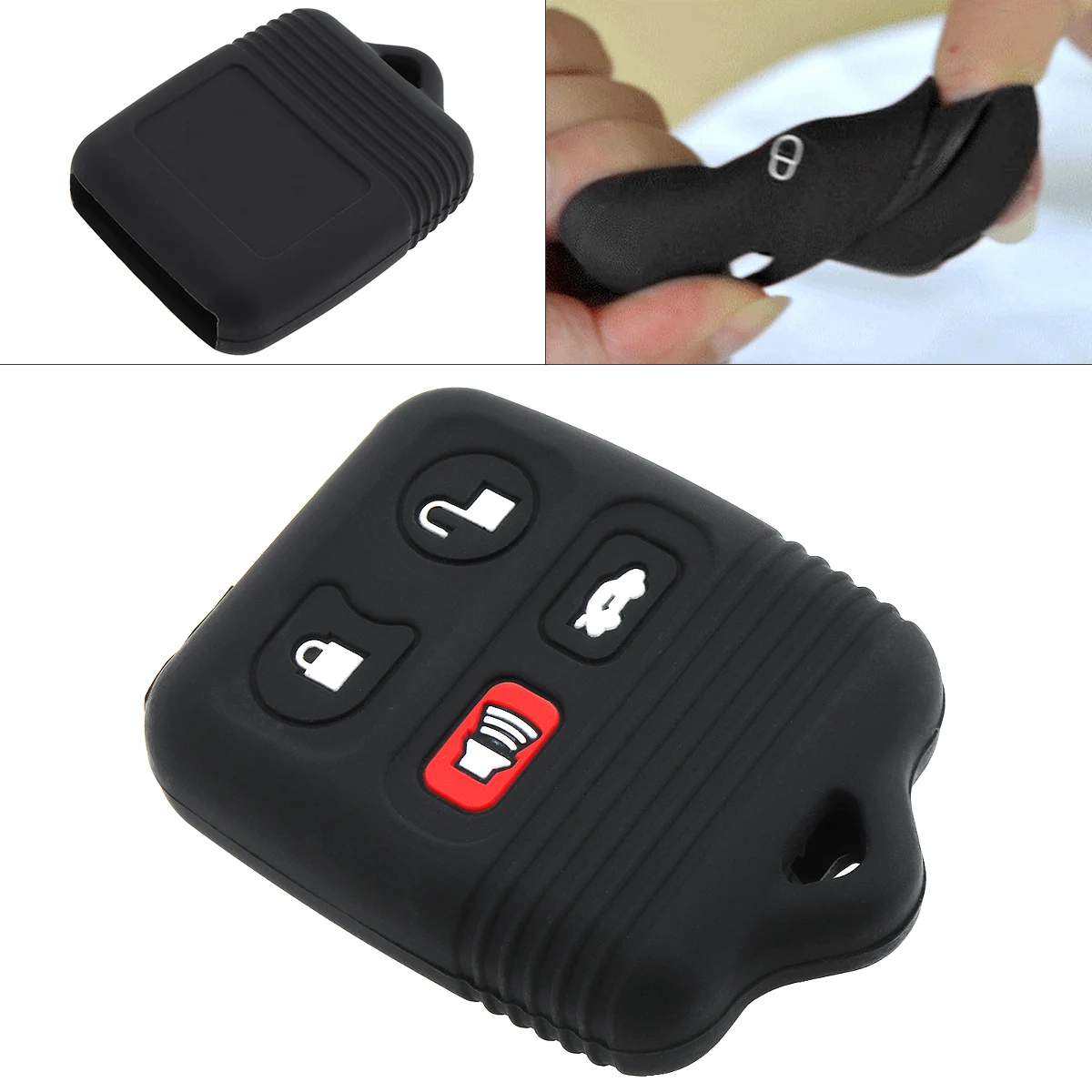 4 кнопки силиконовая прямая пластина Автомобильный ключ чехол защитный