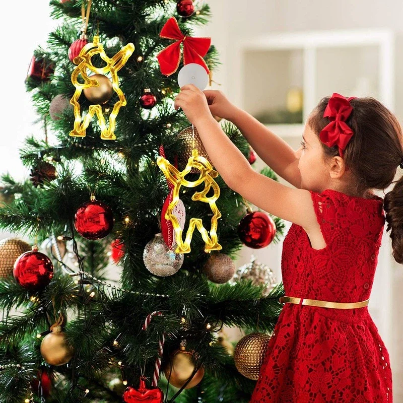 

1Pcs Indoor and outdoor glass window suction cup lamp LED Christmas lamp battery power Christmas tree Snowman elk Chandelier