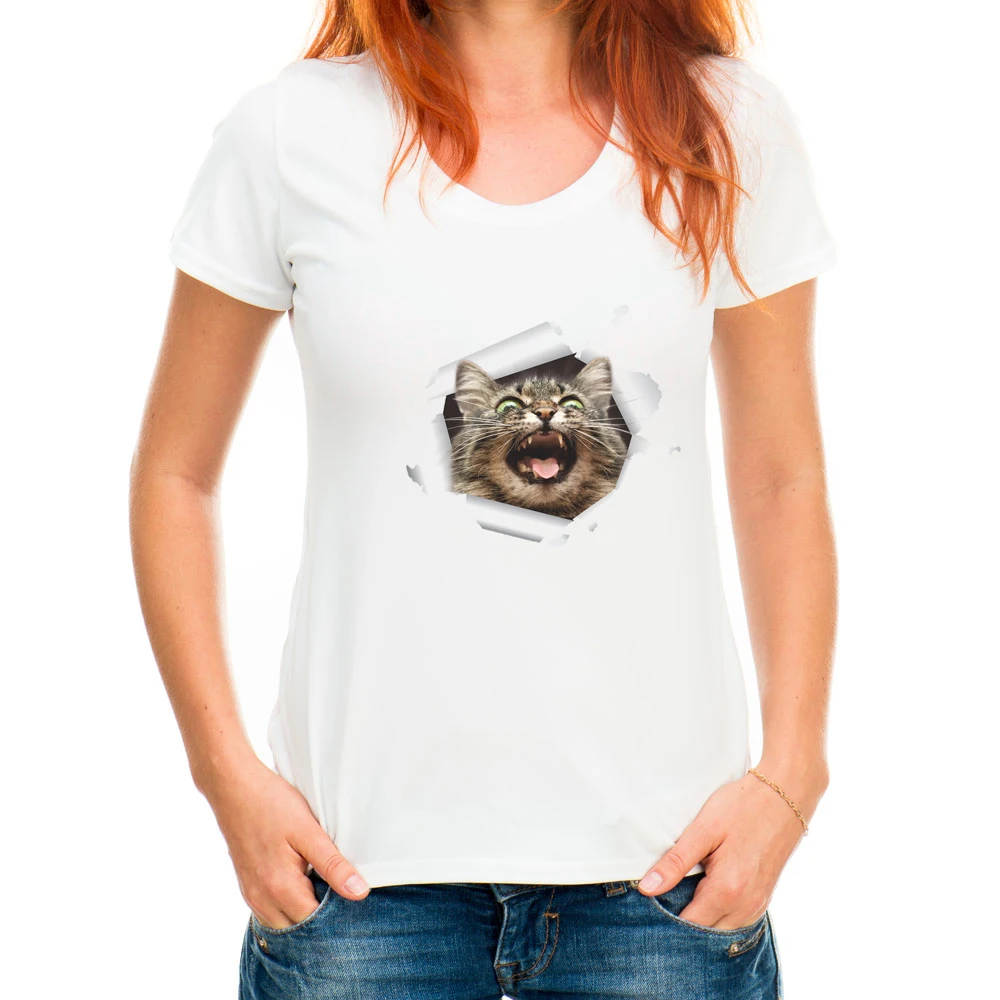 Fashion 3D cat Print Casual Harajuku Women T-Shirt Summer Short sleeve O-neck Cheap Tee Clothes Top Female T shirts | Мужская одежда