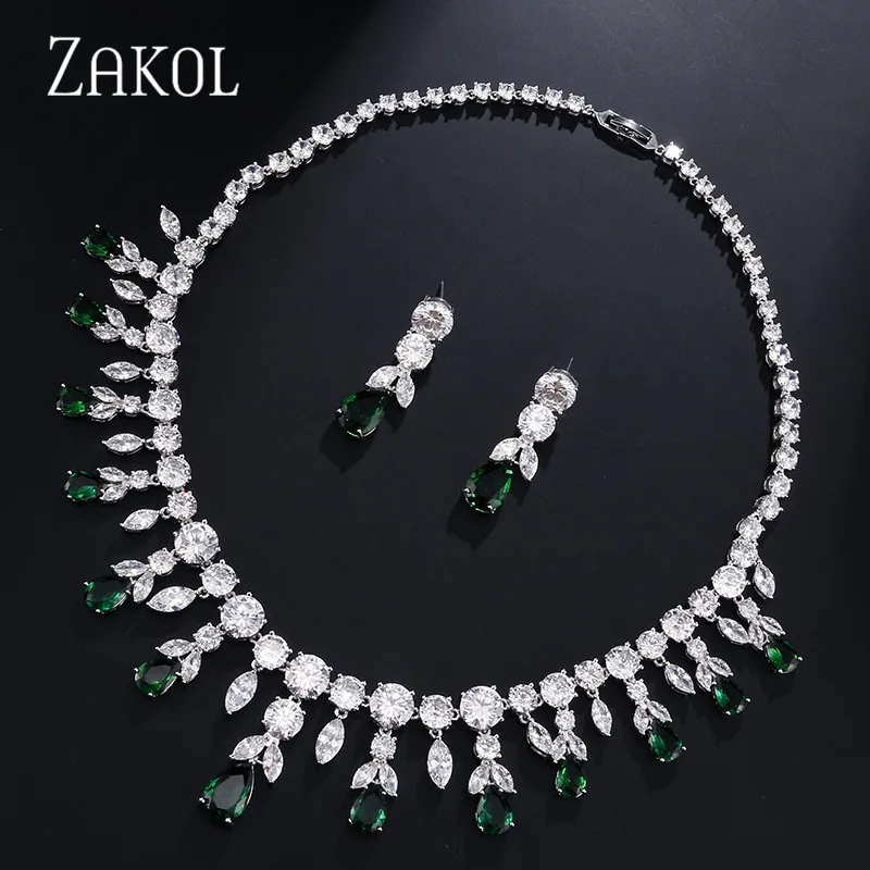 ZAKOL сверкающие прозрачный в форме капли воды серьги с кубическим цирконием