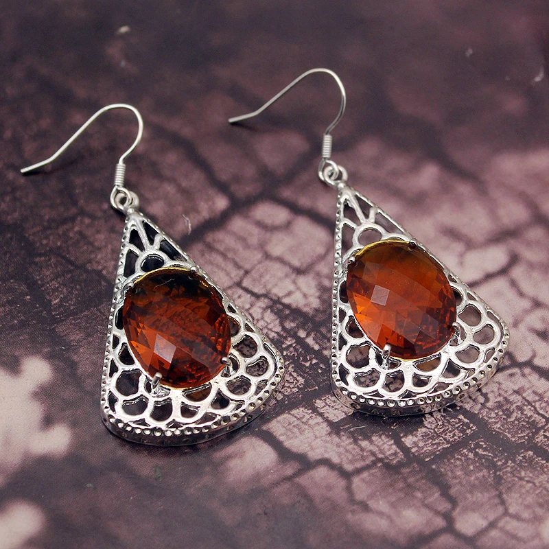 

Hermosa Fashion Jewelry Honey Topaz925 Sterling Silver Color Dangle Earrings For Women Fashion Jewelry 2 1/8 Inch ME098