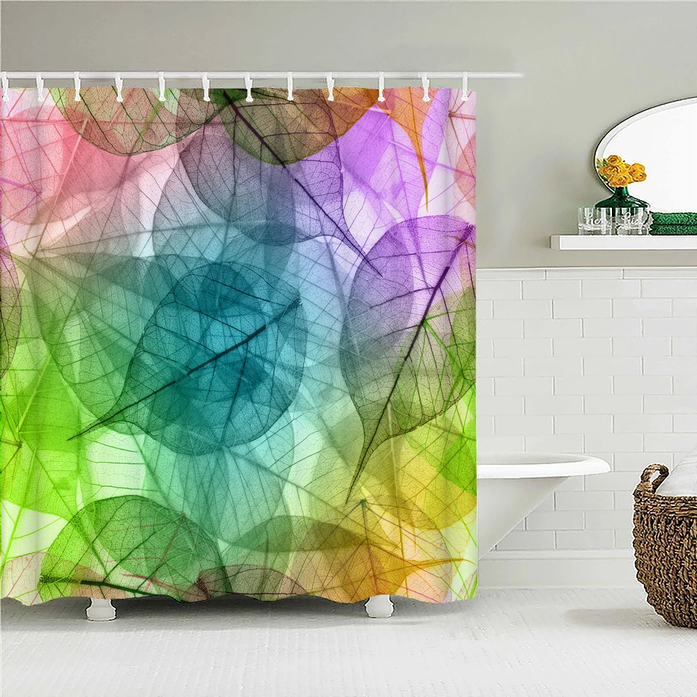 

Beautiful Colorful Leaves leaf Floral Printed Shower Curtains Frabic Waterproof Polyester Bath Curtain With Hooks 180x180cm