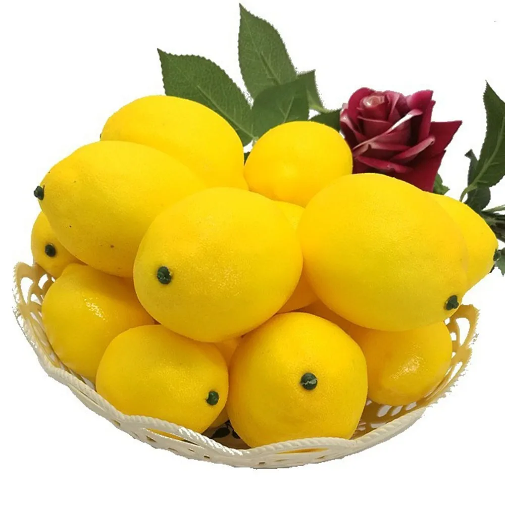 Искусственная Реалистичная муляж лимона желтый и зеленый поддельные