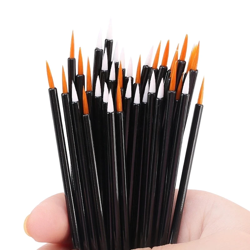 

50pcs Black Handle Eyeliner Brush Reusable Gel Liner Nail Art Brushes Lip Brushes Painting Pen Beauty Makup Tools 2021