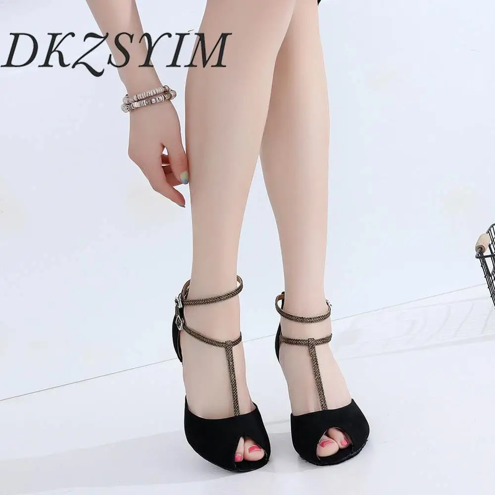 Женские туфли для танцев обувь современных замшевые с открытыми ногами сальсы