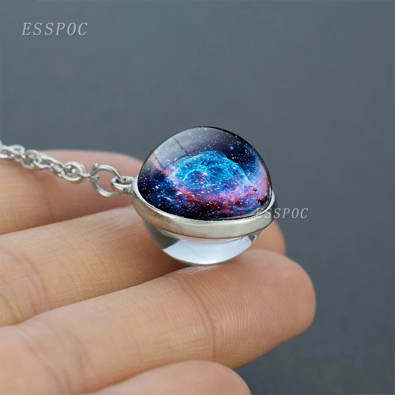 Светящееся в темноте ожерелье с полной луной и галактикой модное двухстороннее