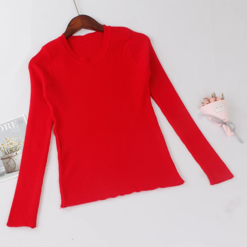 ONLYSVTER дешевые Для женщин базовый свитер Эластичный Slim Fit джемпер задник, однотонный цвет, трикотажный пуловер Свитера с круглым вырезом Pull женские; Лидер продаж