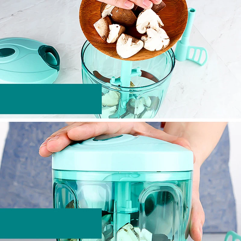 HIFUAR Manual Fruit Vegetable Chopper Hand Pull Food Cutter Onion Nuts Grinder Mincer Shredder Kitchen Accessories With 5 Blades |