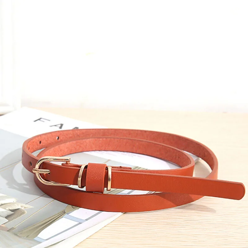 

Women's Skinny Leather Belt Solid Color Waist Or Hips Ornament 1.5cm Wide Waistband Cummerbund Ladies And Girls