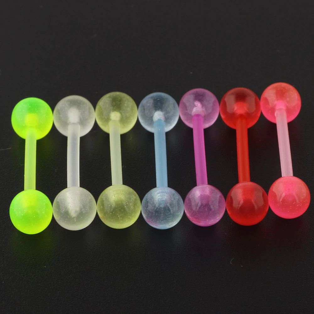 TIANCIFBYJS 14 г акриловый УФ язык кольца со штангами Красочные пирсинг 16 мм Бар из нержавеющей стали, Козелка, серьги, ювелирное изделие для тела, 1/7 шт. TIANCIFBYJS 14 г акриловый УФ язык кольца со штангами Красочные пирсинг 16 мм Бар из нержавеющей стали, Козелка, серьги, ювелирное изделие для тела, 1/7 шт.