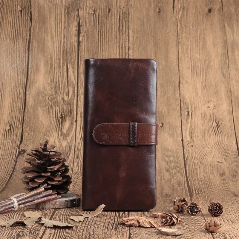 Ноский кожаный бумажник Повседневный верхний слой масло воск унисекс