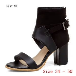 Женские босоножки на высоком каблуке, туфли с открытым носком, женские сандалии-гладиаторы на высоком каблуке, размера плюс 34-40, 41, 42, 43, 44, 45, 46, 47, 48, 49, 50