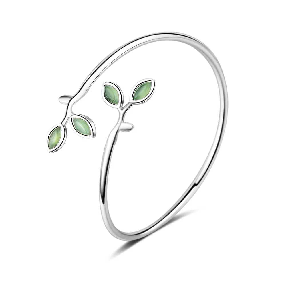 

WANGAIYAO Tender Bud Bracelet Korean Style Small Fresh Simple Forest Art Leaf Opal Bracelet Jewelry