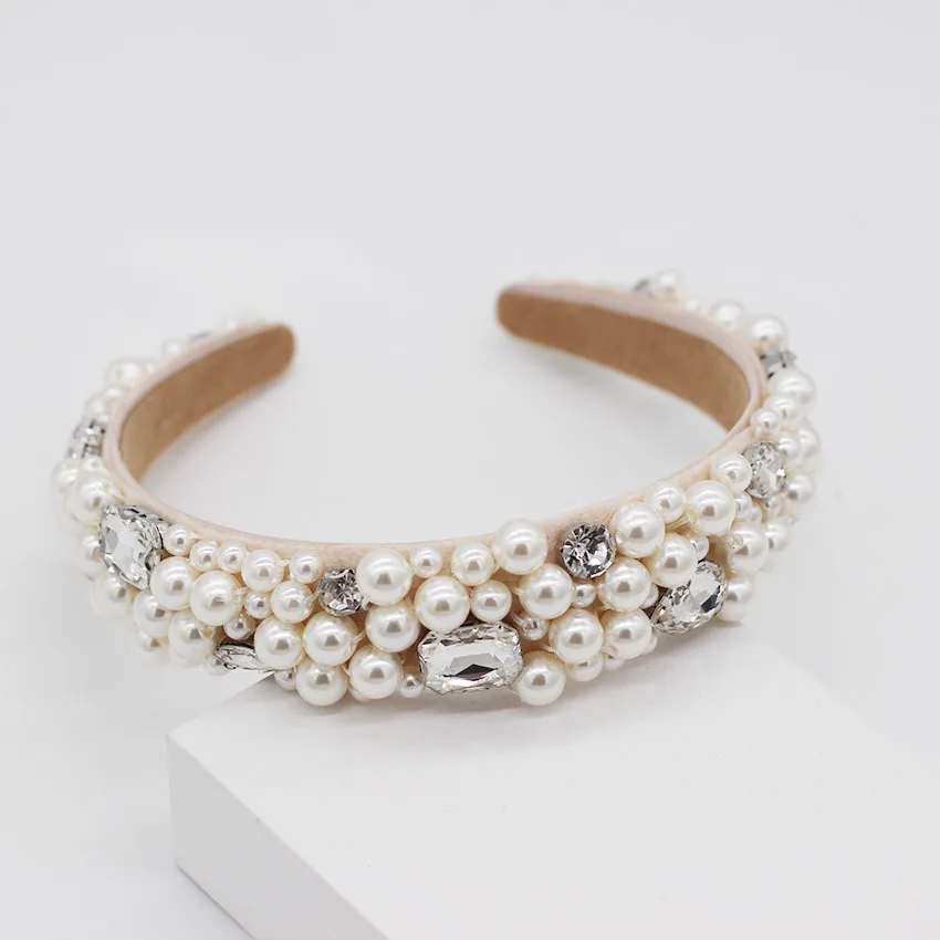 Повязка на голову с жемчужинами и бриллиантами для женщин обручи волос