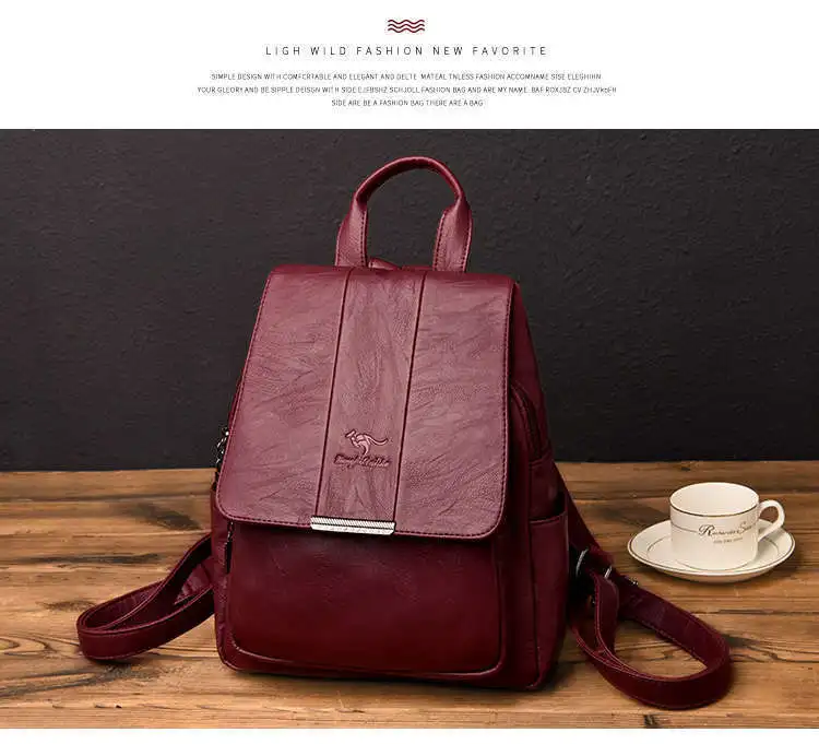 Woman High capacity travel Backpack Lady leather Backpack Fashion Female student Bag Sac a Dos School waterproof Shoulder Bags