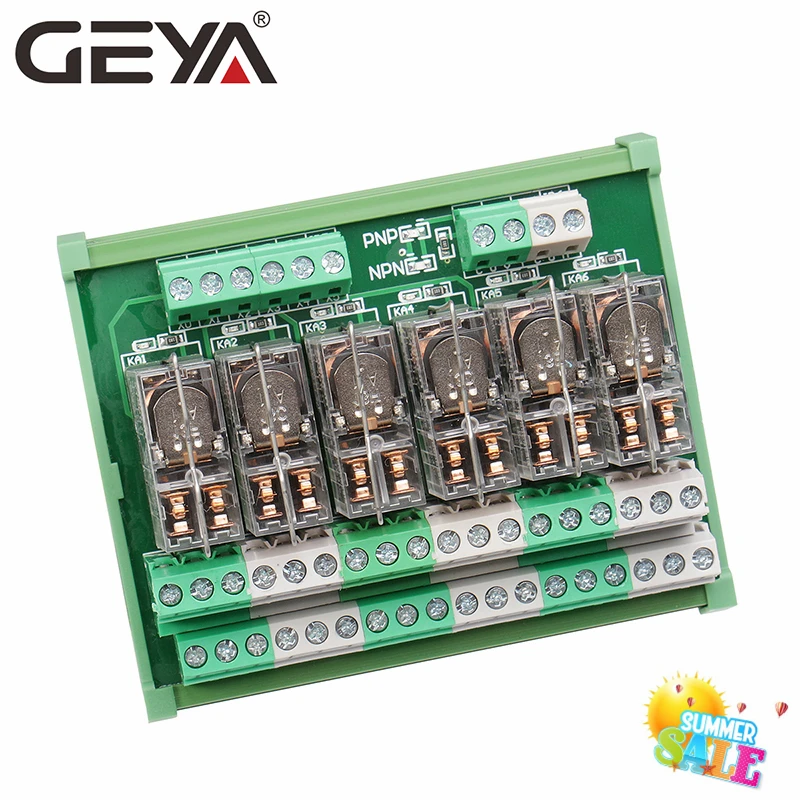GEYA 2NG2R 6 канальный релейная плата электронные DPDT PLC 12V 24V AC DC релейный модуль 2NO