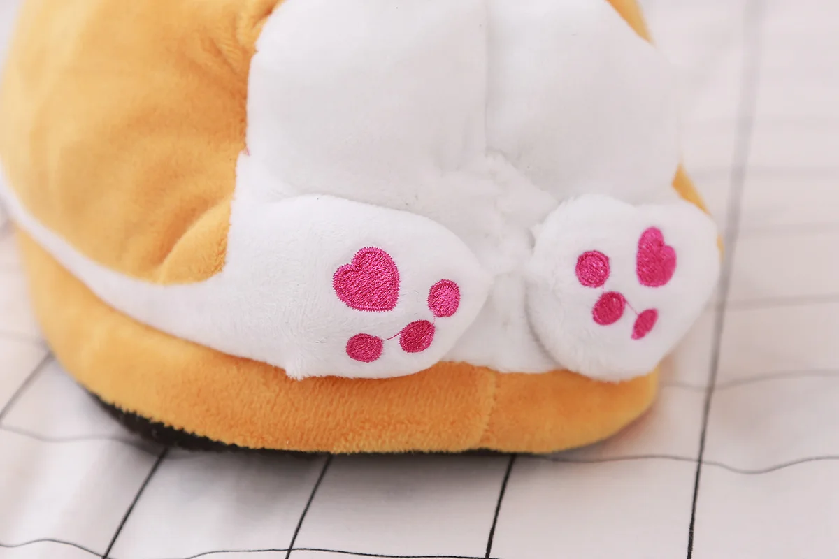 Lovely Corgi Shoes Heeled Cartoon Animals Dog Slippers Plush Indoor Floor Shoes Anti-slip Girls Ladies Friend Gift