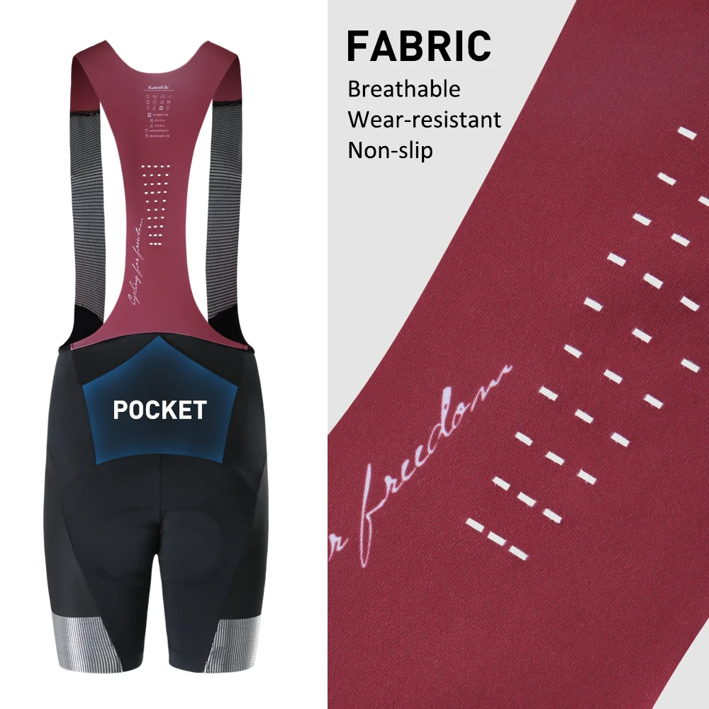 Santic Women MTB Road High Density Pad Cycling Bib Shorts Straps Shockproof Pro Gel 4D Padding 1/2 Pants Clothing | Спорт и