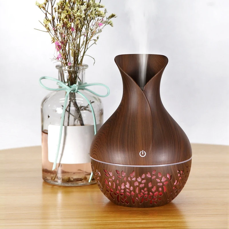 

7 Color Night Light Wood Grain Humidifier Ultrasonic Essential Oil Diffuser Single Room Humidifiers