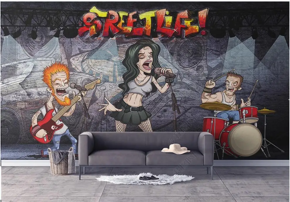 

Изготовленный На Заказ росписи на стене 3d фото обои Rock life Музыка Мода домашнего декора гостиной настенные обои для стен 3 d в рулонах