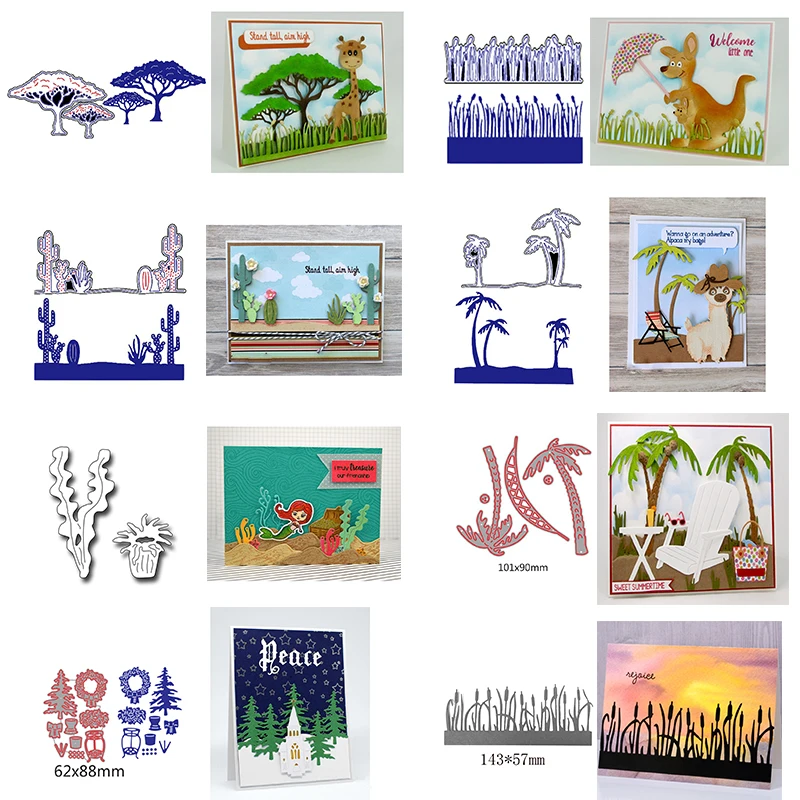 

Plant Series Seaweed Cactus Grass Coconut Tree Metal Cutting Dies for New Diy Scrapbooking Album New Crafts Embossing Cards 2021