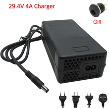 24V 4A 5A Lithium Electric Bike Bicycle Scooter Charger Output 29.4V Li-ion Charger DC Port for 24 V 7S Ebike Battery with fan