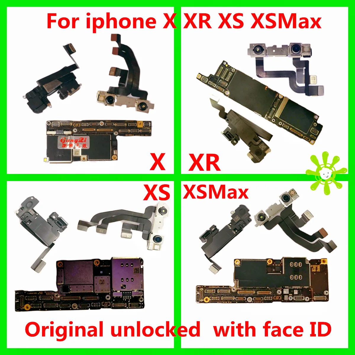 

64GB 128GB 256G With Face ID/No Face ID for iPhone X XR XS Max Motherboard unlocked,100% Original logic board Support ios update