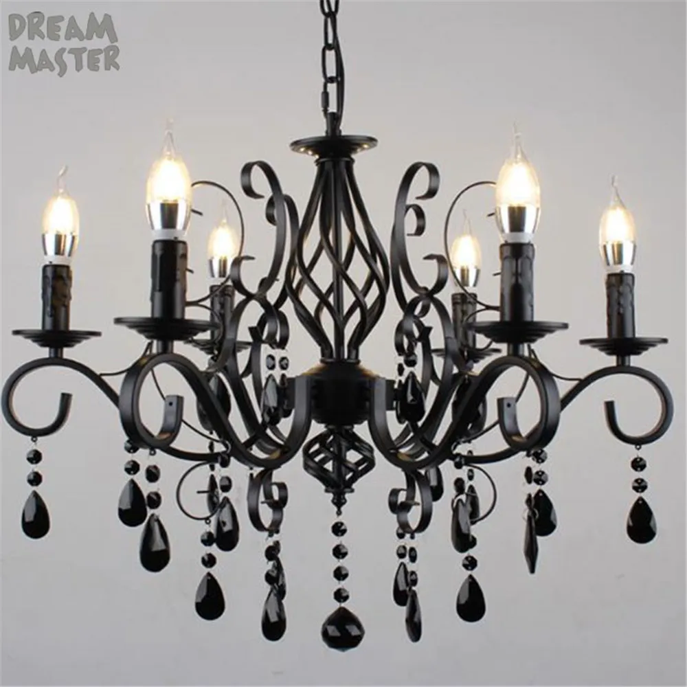 Винтажный Ретро светильник люстра из черного кованого железа + черный