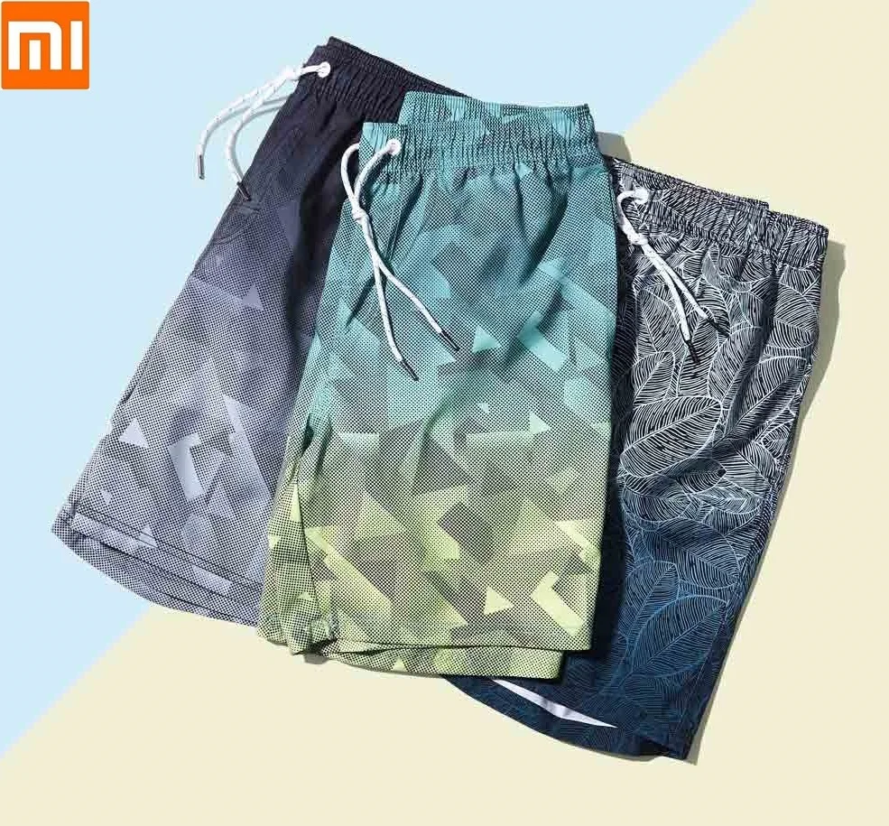 Xiaomi мужские градиентные Пляжные штаны с рисунком модные быстросохнущие обесцвечивающиеся Повседневные Дышащие шорты с принтом