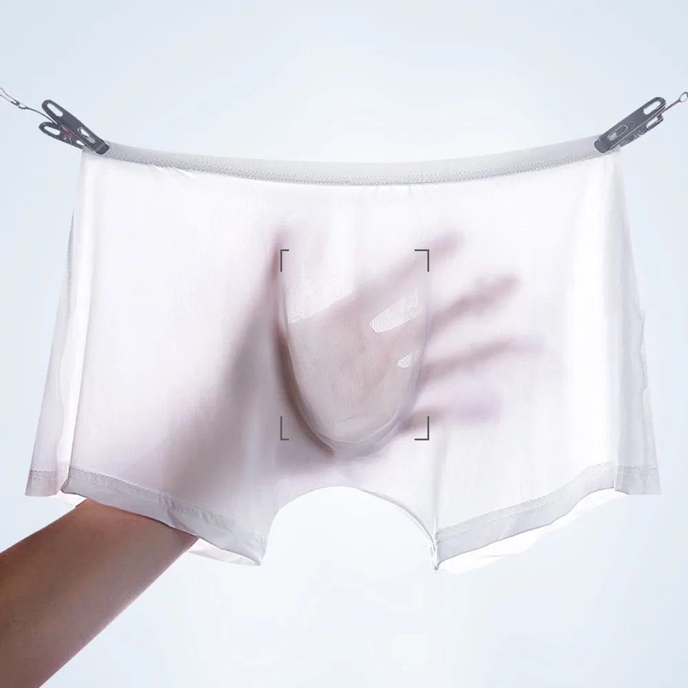 

Gay Mens Ice Silk Underwear 3D Die Transparent Boxer Breathable Boxer Briefs Sissy Sexy See Through Underwear