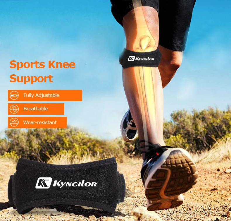 One Piece Adjustable Patella Knee Strap Brace Support Pad Pain Relief Band Stabilizer Hiking Soccer Basketball Volleyball Squats