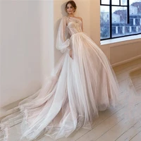 2021 shiny pink sexy wedding dresses lace one shoulder long sleeve wedding gowns plus size bride dress new designer corset back