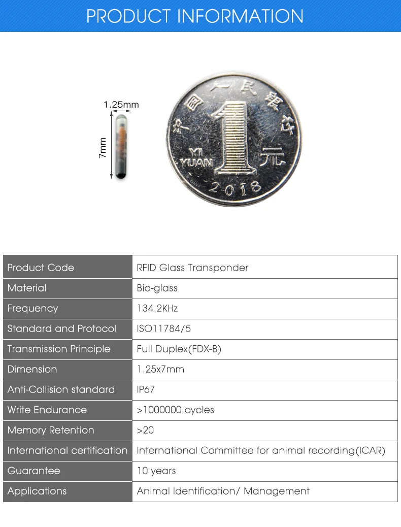 10 шт./лот) 1,25*7 мм/1,4x8 мм/2,12x12 мм rfid стеклянная метка для животных домашних животных трубка RFID FDX-B 134,2 кГц EM4304 идентификационный микрочип для домашних животных
