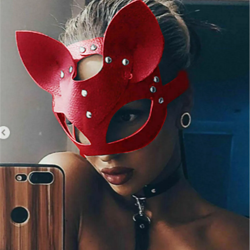 Пикантная маска с половинными глазами женская для косплея кошачья кожа взрослых