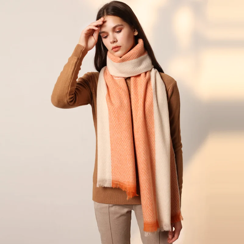 

Весенне-осенний многофункциональный теплый Шарф Bufanda новый шерстяной Шарф с блокировкой цвета Женская японская длинная шаль в елочку